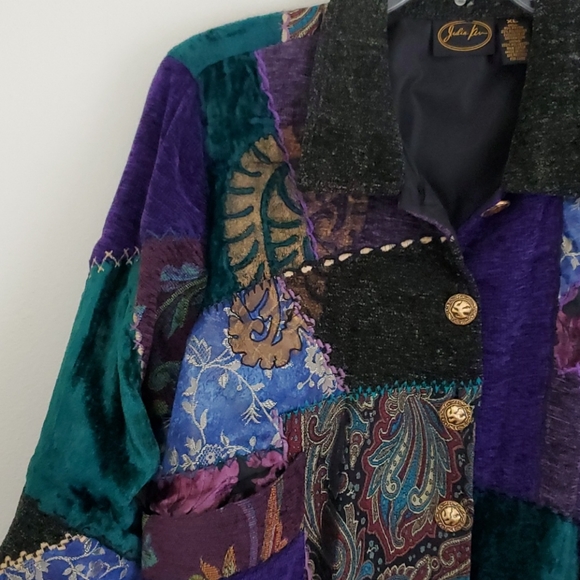 Julia Ku Tapestry Patchwork Embroidered Jacket XL - Picture 7 of 16